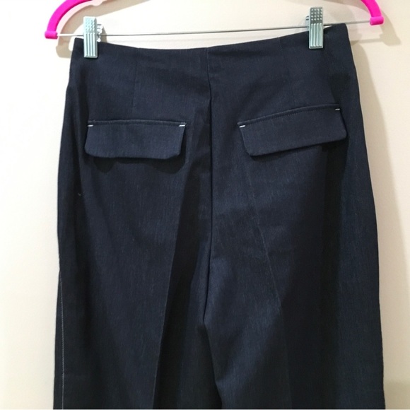 Zara Pants Contrasting Top Stitching Blue Chambray Womens small - Picture 7 of 10